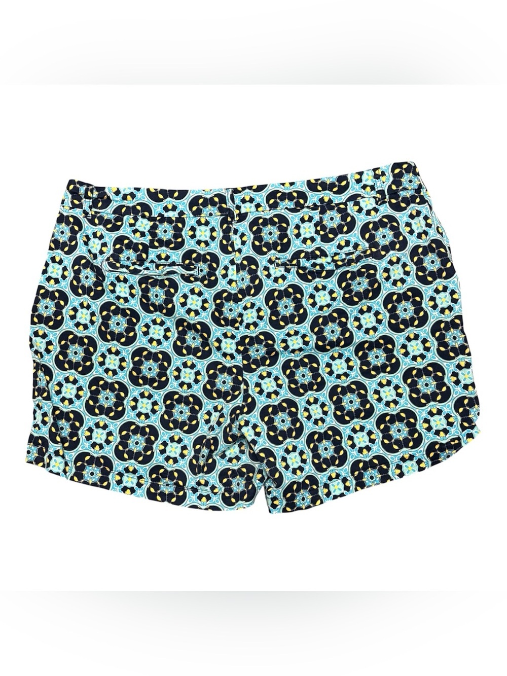 Crown & Ivy Cotton Blend Blue/Yellow Geometric Medallion Print Shorts Size 20W - Picture 4 of 4